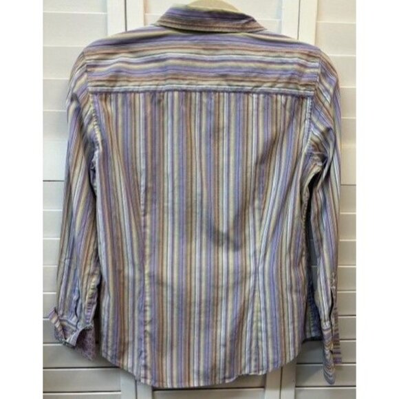 Robert Graham Womens Striped Button-Down Shirt Size M Multicolor Cotton Blend - Picture 2 of 4